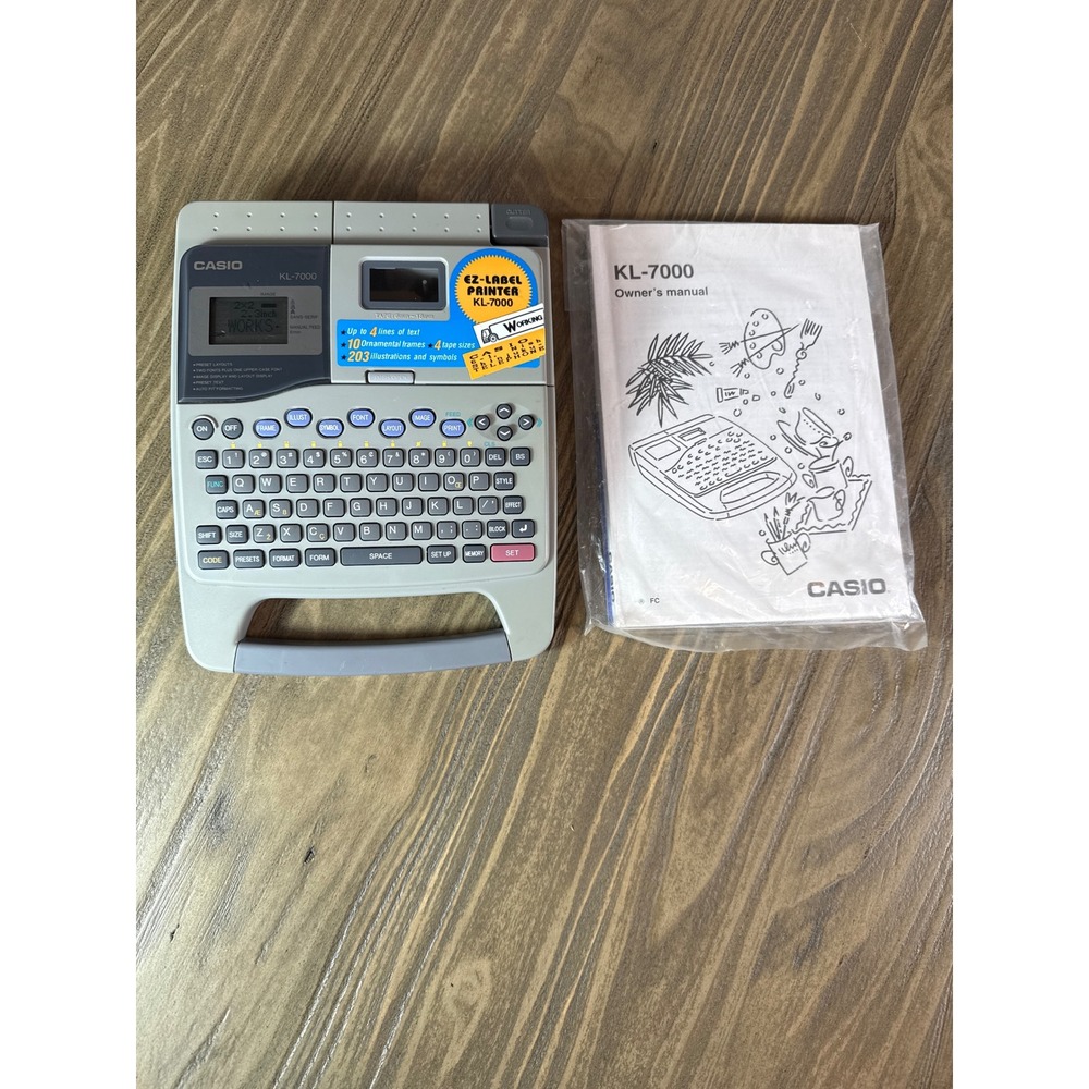 Vintage Casio KL-7000 EZ-Label Printer Portable Label Maker Gray Manual Works‎